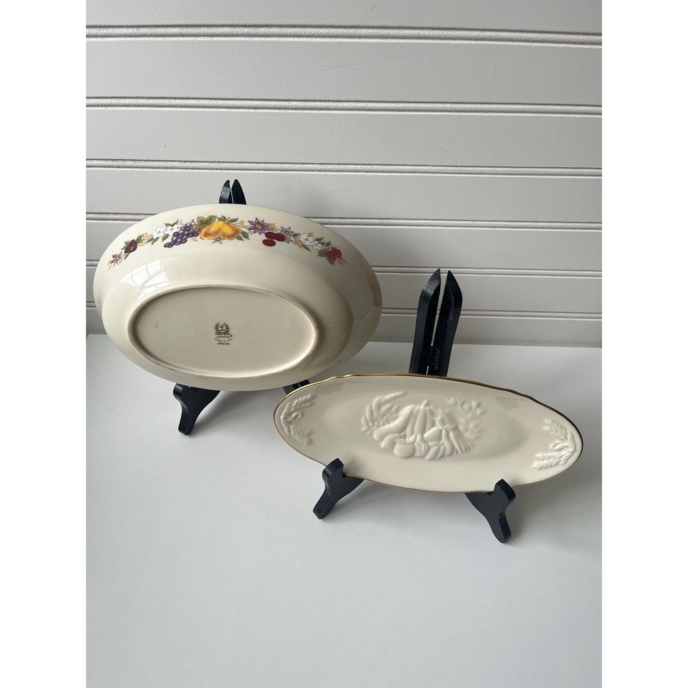 VTG Lenox Special Summer Harvest Oval Bowl Condiment Dish Embossed Ivory Gold